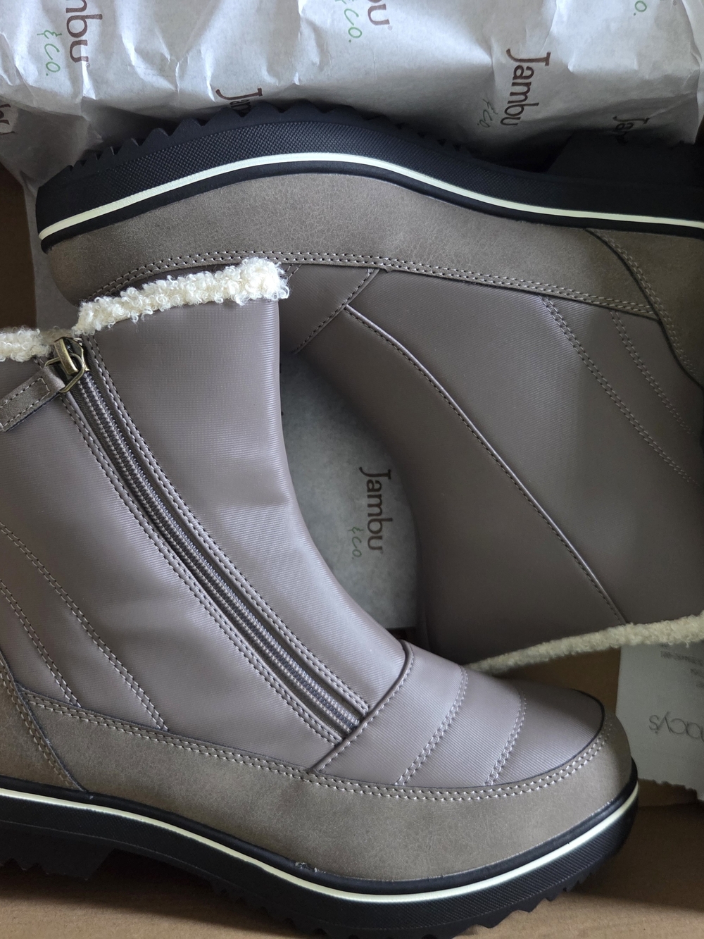 Jambu Women’s Taupe Lace-Trim Winter Zip Boots
